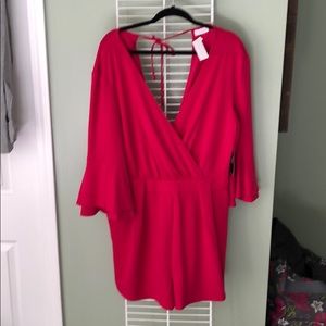Hot pink shorts romper NWT